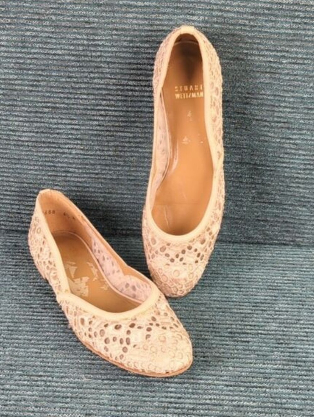 Stuart Weitzman Women's Crocheted, Mesh Lined Ballet Flats